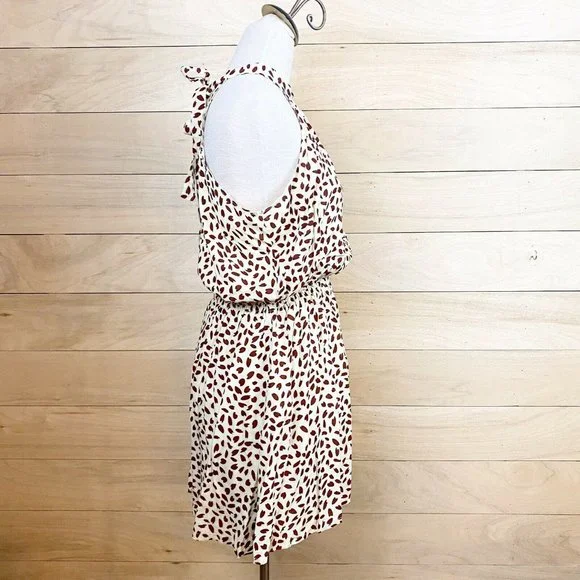 Coeur De Vague Women Ivory Casual Tie Neck Halter High Neck Printed Dress L - Picture 4 of 10